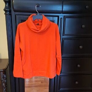 Talbots Vibrant Orange Fleece Cowl Neck Sweater Large Petite